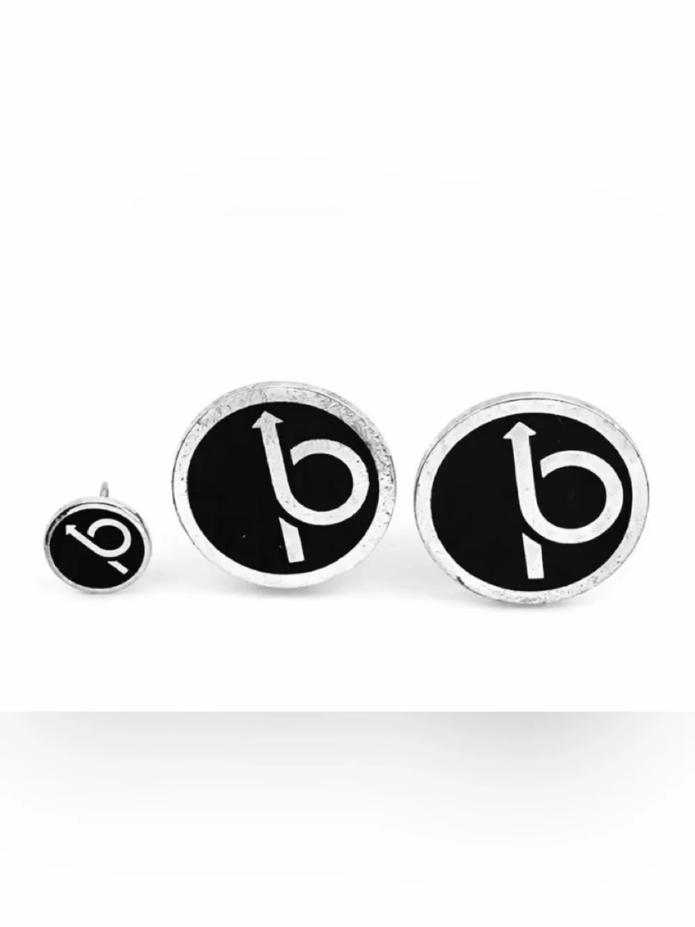 Vintage La Mode Sterling Silver Cufflinks Tie Tac Set | Black Enamel Modernist